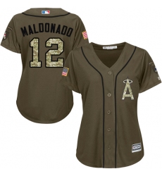 Women's Majestic Los Angeles Angels of Anaheim #12 Martin Maldonado Authentic Green Salute to Service MLB Jersey