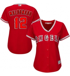 Women's Majestic Los Angeles Angels of Anaheim #12 Martin Maldonado Replica Red Alternate MLB Jersey