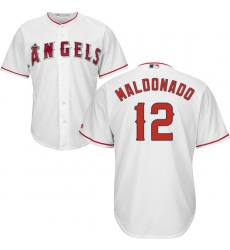 Youth Majestic Los Angeles Angels of Anaheim #12 Martin Maldonado Authentic White Home Cool Base MLB Jersey