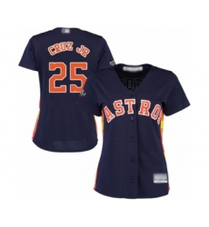 Women's Houston Astros #25 Jose Cruz Jr. Authentic Navy Blue Alternate Cool Base 2019 World Series Bound Baseball Jersey