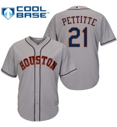 Men's Majestic Houston Astros #21 Andy Pettitte Replica Grey Road Cool Base MLB Jersey