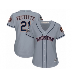 Women's Houston Astros #21 Andy Pettitte Authentic Grey Road Cool Base 2019 World Series Bound Baseball Jersey