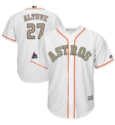 Youth Majestic Houston Astros #27 Jose Altuve Authentic White 2018 Gold Program Cool Base MLB Jersey