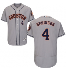 Men's Majestic Houston Astros #4 George Springer Grey Road Flex Base Authentic Collection MLB Jersey