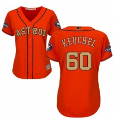 Women's Majestic Houston Astros #60 Dallas Keuchel Authentic Orange Alternate 2018 Gold Program Cool Base MLB Jersey