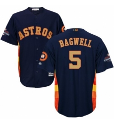 Men's Majestic Houston Astros #5 Jeff Bagwell Replica Navy Blue Alternate 2018 Gold Program Cool Base MLB Jersey