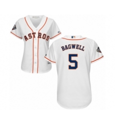 Women's Houston Astros #5 Jeff Bagwell Authentic White Home Cool Base 2019 World Series Bound Baseball Jersey