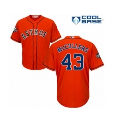 Youth Houston Astros #43 Lance McCullers Authentic Orange Alternate Cool Base 2019 World Series Bound Baseball Jersey