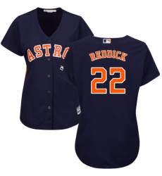 Women's Majestic Houston Astros #22 Josh Reddick Authentic Navy Blue Alternate Cool Base MLB Jersey
