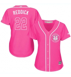 Women's Majestic Houston Astros #22 Josh Reddick Authentic Pink Fashion Cool Base MLB Jersey