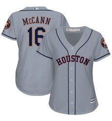 Women's Majestic Houston Astros #16 Brian McCann Authentic Grey Road Cool Base MLB Jersey