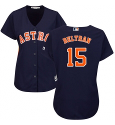 Women's Majestic Houston Astros #15 Carlos Beltran Authentic Navy Blue Alternate Cool Base MLB Jersey