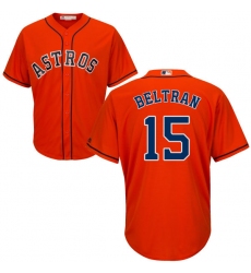 Youth Majestic Houston Astros #15 Carlos Beltran Replica Orange Alternate Cool Base MLB Jersey