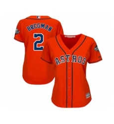 Women's Houston Astros #2 Alex Bregman Authentic Orange Alternate Cool Base 2019 World Series Bound Baseball Jersey