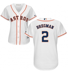 Women's Majestic Houston Astros #2 Alex Bregman Replica White Home Cool Base MLB Jersey