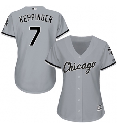 Women's Majestic Chicago White Sox #7 Jeff Keppinger Replica Grey Road Cool Base MLB Jersey