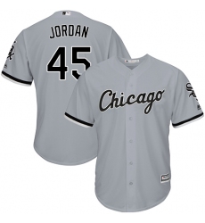 Men's Majestic Chicago White Sox #45 Michael Jordan Replica Grey Road Cool Base MLB Jersey
