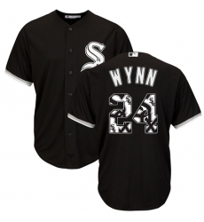 Men's Majestic Chicago White Sox #24 Early Wynn Authentic Black Team Logo Fashion Cool Base MLB Jersey