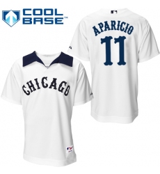 Men's Majestic Chicago White Sox #11 Luis Aparicio Replica White 1976 Turn Back The Clock MLB Jersey