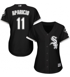 Women's Majestic Chicago White Sox #11 Luis Aparicio Authentic Black Alternate Home Cool Base MLB Jersey