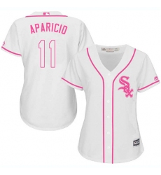 Women's Majestic Chicago White Sox #11 Luis Aparicio Authentic White Fashion Cool Base MLB Jersey