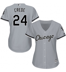 Women's Majestic Chicago White Sox #24 Joe Crede Authentic Grey Road Cool Base MLB Jersey