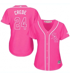 Women's Majestic Chicago White Sox #24 Joe Crede Authentic Pink Fashion Cool Base MLB Jersey