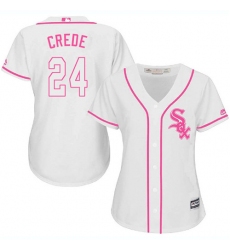 Women's Majestic Chicago White Sox #24 Joe Crede Authentic White Fashion Cool Base MLB Jersey
