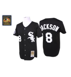 Men's Mitchell and Ness Chicago White Sox #8 Bo Jackson Replica Black Throwback MLB Jersey