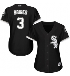 Women's Majestic Chicago White Sox #3 Harold Baines Authentic Black Alternate Home Cool Base MLB Jersey