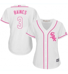Women's Majestic Chicago White Sox #3 Harold Baines Replica White Fashion Cool Base MLB Jersey