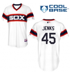 Men's Majestic Chicago White Sox #45 Bobby Jenks Replica White 2013 Alternate Home Cool Base MLB Jersey