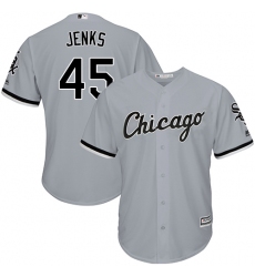 Youth Majestic Chicago White Sox #45 Bobby Jenks Replica Grey Road Cool Base MLB Jersey