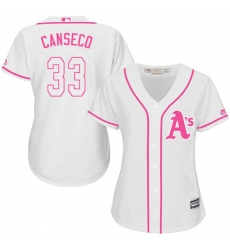 Women's Majestic Oakland Athletics #33 Jose Canseco Authentic White Fashion Cool Base MLB Jersey