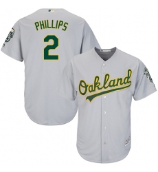 Men's Majestic Oakland Athletics #2 Tony Phillips Replica Grey Road Cool Base MLB Jersey