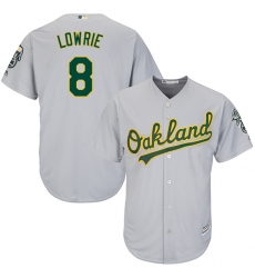 Men's Majestic Oakland Athletics #8 Jed Lowrie Replica Grey Road Cool Base MLB Jersey
