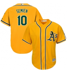 Men's Majestic Oakland Athletics #10 Marcus Semien Replica Gold Alternate 2 Cool Base MLB Jersey