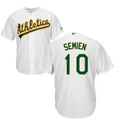 Youth Majestic Oakland Athletics #10 Marcus Semien Authentic White Home Cool Base MLB Jersey