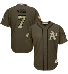 Youth Majestic Oakland Athletics #7 Walt Weiss Authentic Green Salute to Service MLB Jersey
