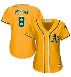 Women's Majestic Oakland Athletics #8 Joe Morgan Authentic Gold Alternate 2 Cool Base MLB Jersey