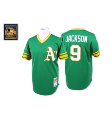 Men's Mitchell and Ness Oakland Athletics #9 Reggie Jackson Replica Green Throwback MLB Jersey