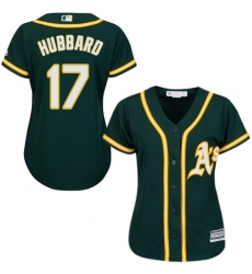 Women's Majestic Oakland Athletics #17 Glenn Hubbard Replica Green Alternate 1 Cool Base MLB Jersey