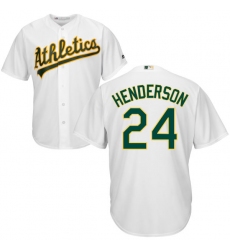 Youth Majestic Oakland Athletics #24 Rickey Henderson Authentic White Home Cool Base MLB Jersey