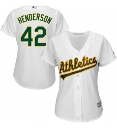 Women's Majestic Oakland Athletics #42 Dave Henderson Authentic White Home Cool Base MLB Jersey