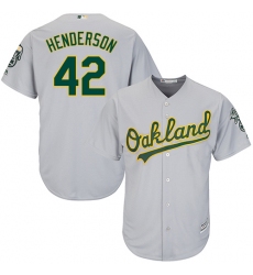 Youth Majestic Oakland Athletics #42 Dave Henderson Replica Grey Road Cool Base MLB Jersey