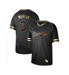 Men's Atlanta Braves #3 Dale Murphy Authentic Black Gold Fashion Baseball Jersey