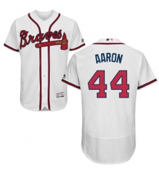 Men's Majestic Atlanta Braves #44 Hank Aaron White Home Flex Base Authentic Collection MLB Jersey