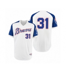 Men's Braves #31 Greg Maddux White 1974 Turn Back the Clock Authentic Jersey