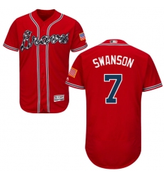Men's Majestic Atlanta Braves #7 Dansby Swanson Red Flexbase Authentic Collection MLB Jersey