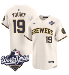 Men's Milwaukee Brewers #19 Robin Yount Cream 2026 World Series Limited Stitched Baseball Jersey